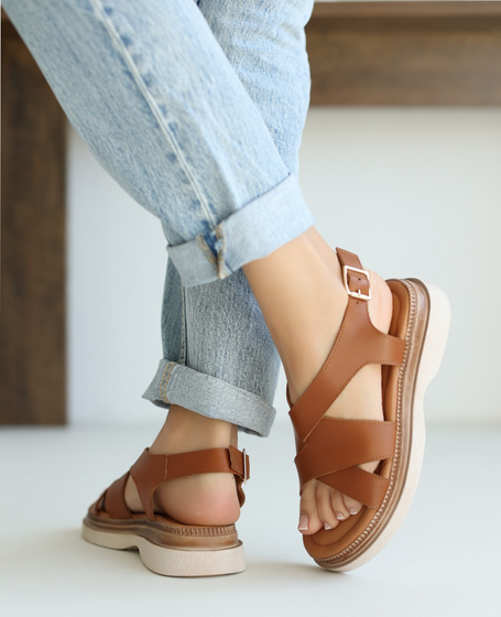 Rosvira Women's Red Leather Sandals