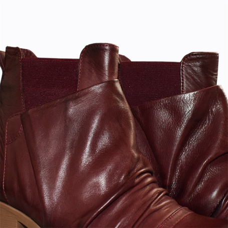 Hirenia Women's Burgundy Leather Ankle Boots