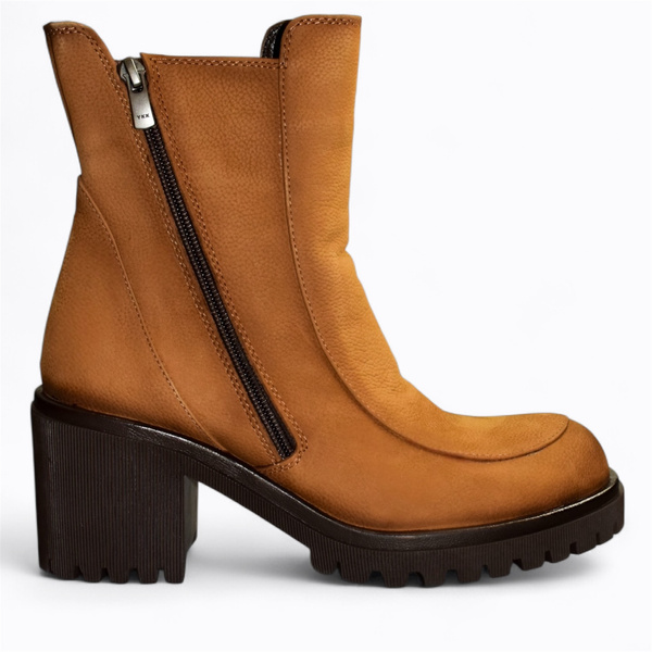 Miliori Women's Red Leather Ankle Boots