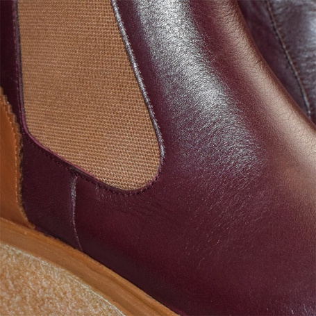 SIGRIND WOMEN'S BURGUNDY LEATHER ANKLE BOOTS