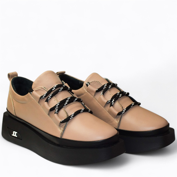 Lesmari Women's Gray Leather Low-Top Shoes