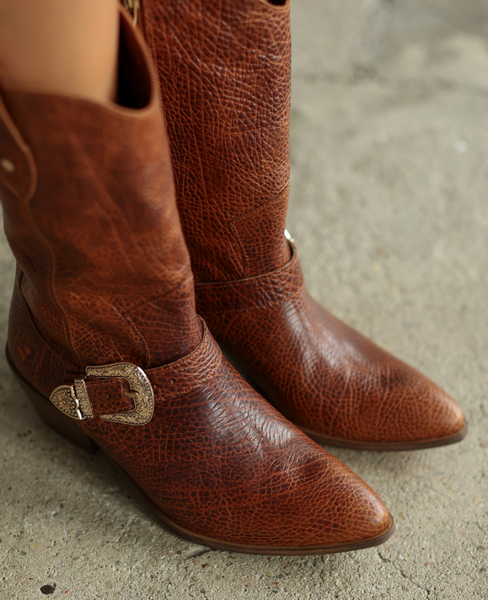 Oberisa Women's Red Leather Cowboy Boots