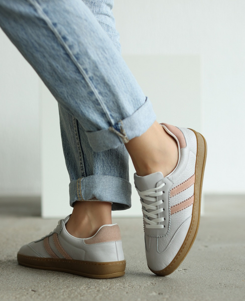 Skórzane beżowe sneakersy damskie Magline