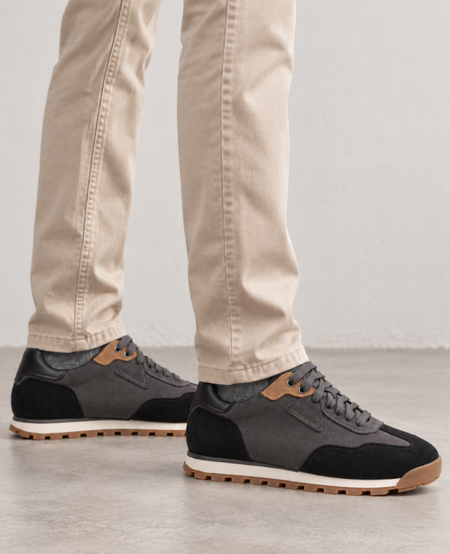 Skórzane popielate sneakersy męskie Steller