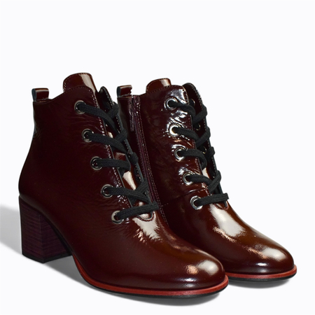 SKÓRZANE BORDOWE BOTKI DAMSKIE BILKI