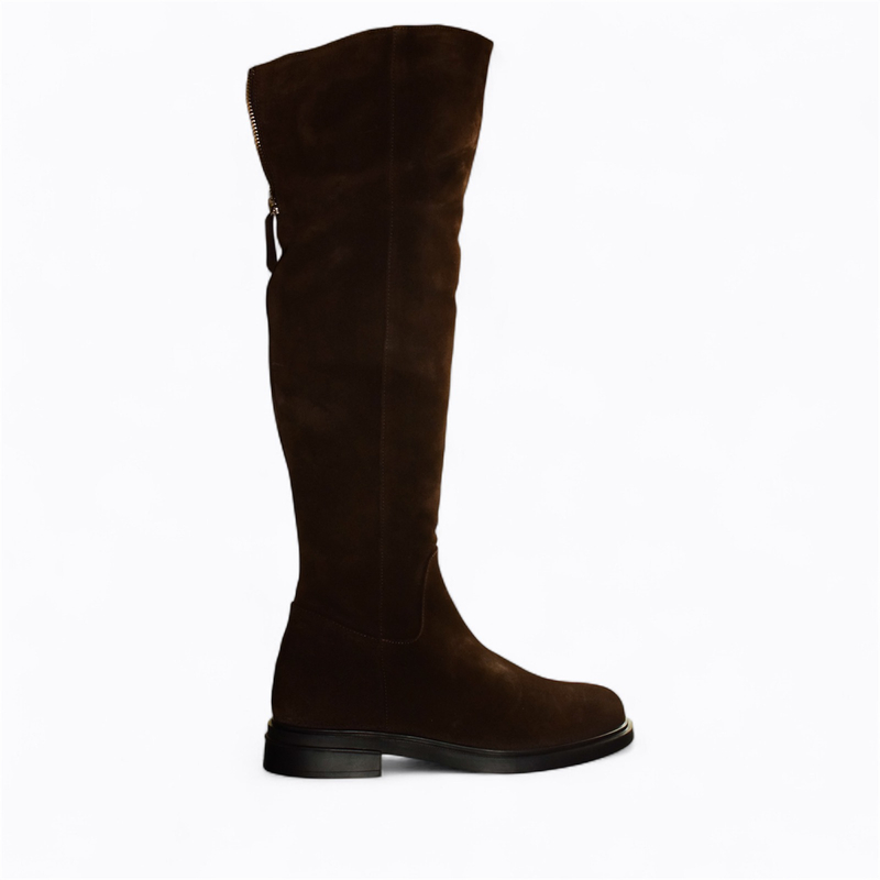 Skórzane brązowe kozaki damskie Luremia