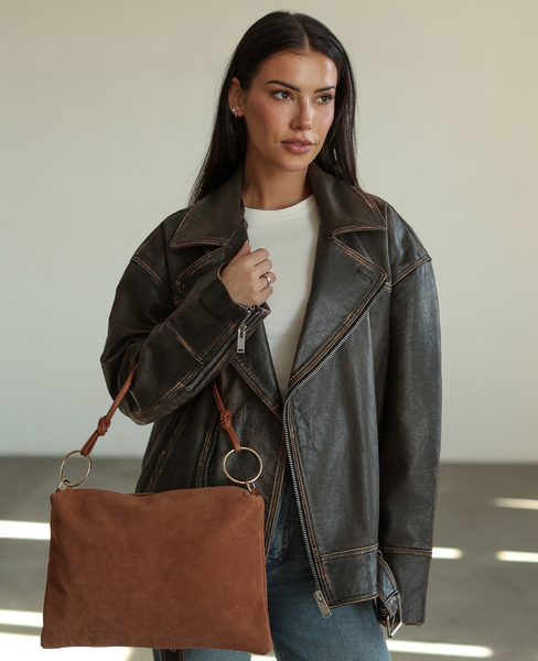 Honaria XL Rudy - suede leather messenger bag