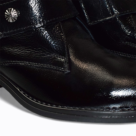 SKÓRZANE CZARNE BOTKI DAMSKIE ORINDRA