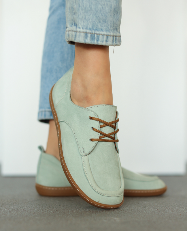 Orvessa Women's Mint-Colored Leather Barefoot Shoes