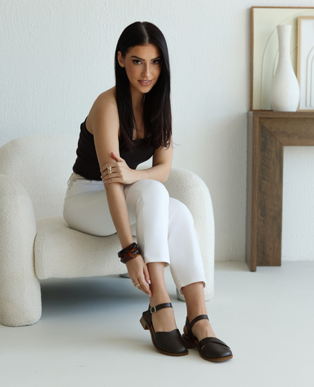 Arinsel Women's Leather Chocolate-Brown Sandals