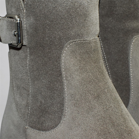Caliria Women's Gray Leather Ankle Boots