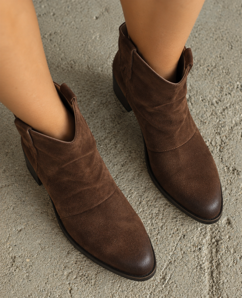 Juvitia Women's Brown Leather Ankle Boots