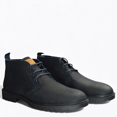 EMILSON MEN'S NAVY BLUE LEATHER BOOTS