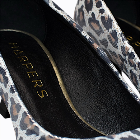 Skórzane srebrne czółenka damskie Simetta