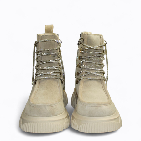 Skórzane beżowe botki damskie Rivka