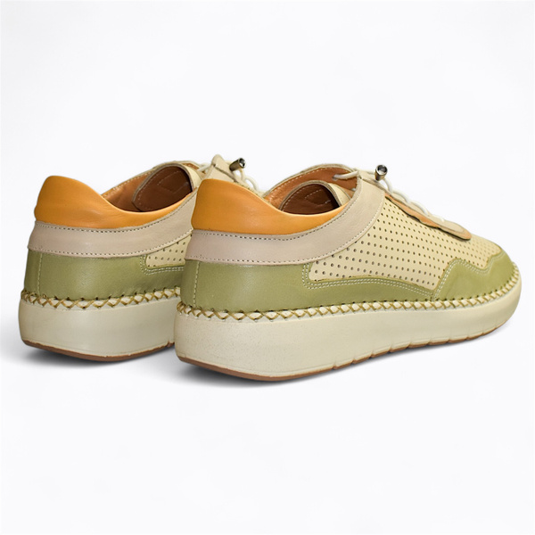 Selmira Women's Green Leather Low-Cut Shoes