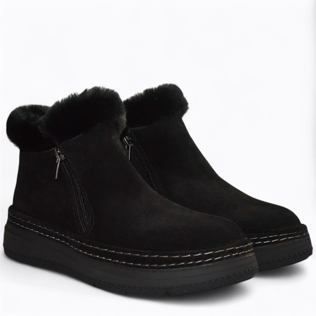 SKÓRZANE CZARNE BOTKI DAMSKIE ROSALBI