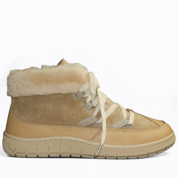 Renalia Beige Leather Women's Snow Boots