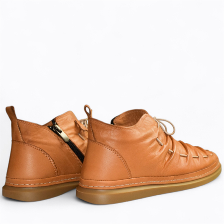 Skórzane rude trzewiki damskie Lorenza