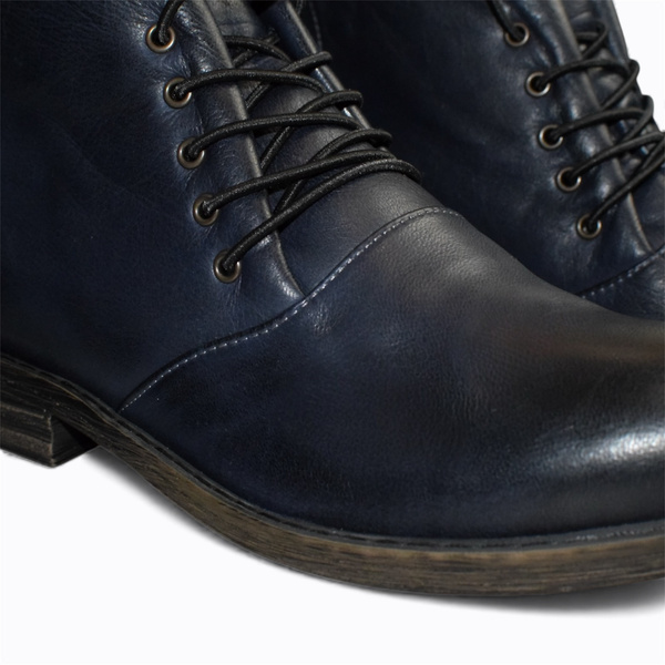 Evandra Women's Navy Blue Leather Boots