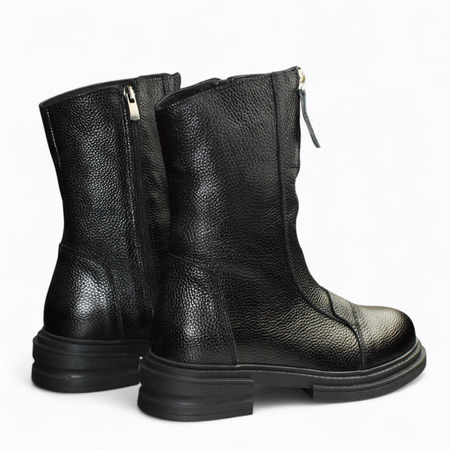 Skórzane czarne botki damskie Barelia