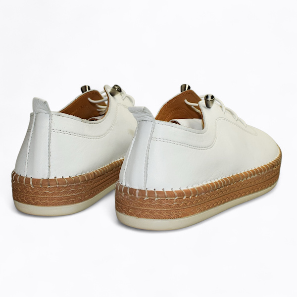 Jarveti Women's White Leather Low-Top Shoes