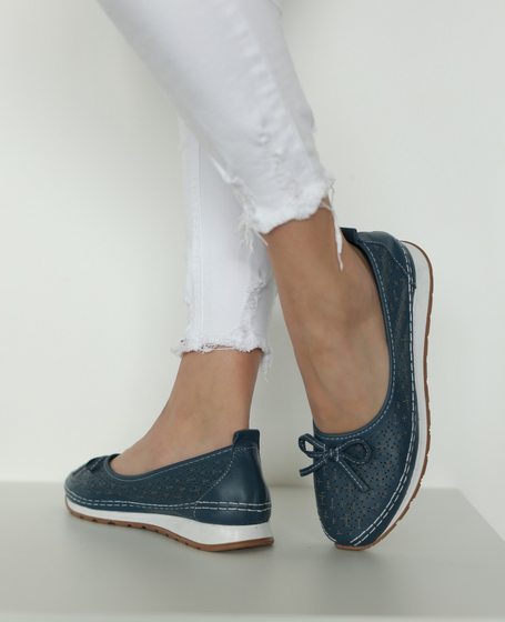 Arvella Women's Leather Denim Ballerina Flats