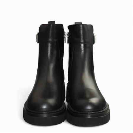 SKÓRZANE CZARNE BOTKI DAMSKIE CALIRIA