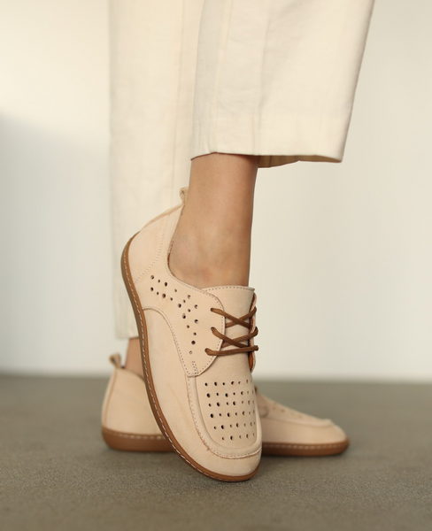 Ravinia Women's Leather Powder-Colored Barefoot Low-Top Shoes