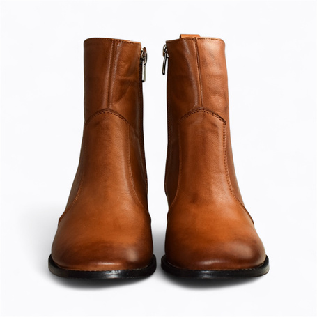 Skórzane rude botki damskie Lamirel
