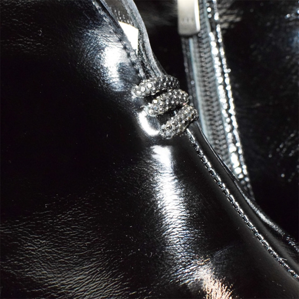Renissa Women's Black Leather Ankle Boots