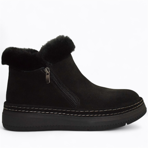 Rosalbi Women's Black Leather Ankle Boots