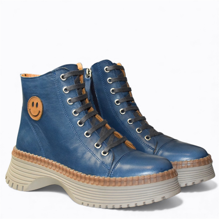 SKÓRZANE DENIMOWE TRZEWIKI DAMSKIE OMIRETI