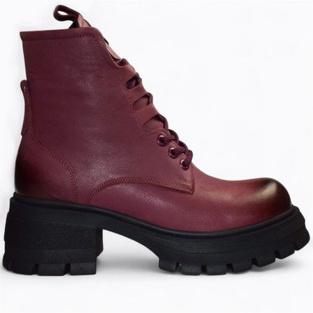 Skórzane bordowe botki damskie Genevra