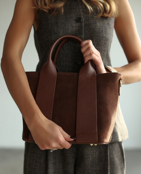 Elishia Koniak - Red Suede Leather Shopper Bag
