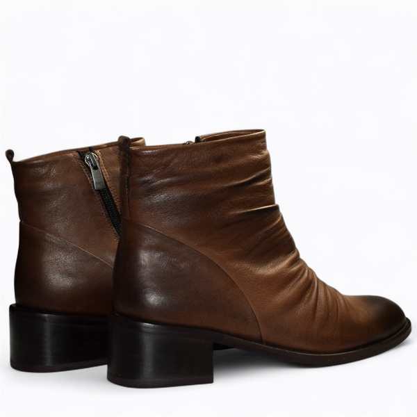 Zenetha Women's Brown Leather Ankle Boots