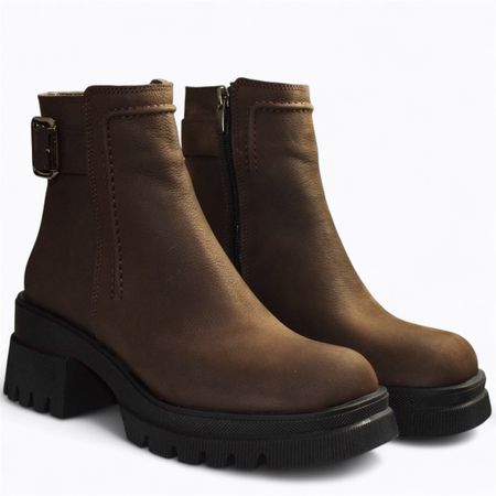 Skórzane brązowe botki damskie Selvira