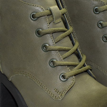 Skórzane oliwkowe botki damskie Isadora