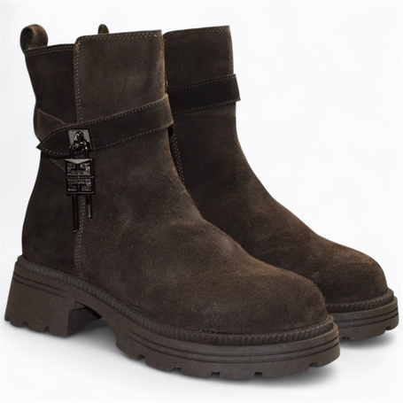 Pilenna Women's Brown Leather Ankle Boots