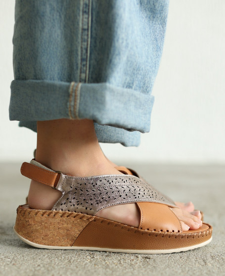 Cerinia Women's Leather Copper Sandals