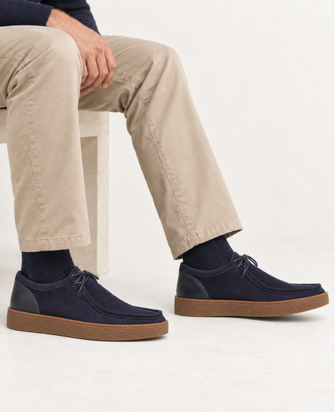 Sommers Men's Navy Blue Leather Low-Top Shoes
