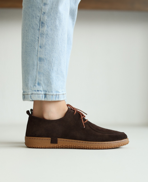 Drasiel Women's Leather Chocolate-Brown Low-Top Shoes