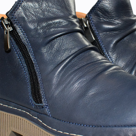 Skórzane granatowe trzewiki damskie Zirelle