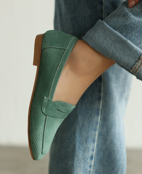 Merakia Women's Mint-Colored Leather Low-Cut Shoes