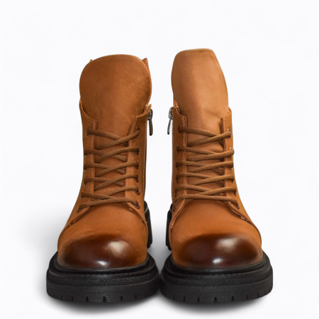 Skórzane rude trzewiki damskie Nerione