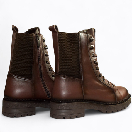 Skórzane brązowe trzewiki damskie Kariana