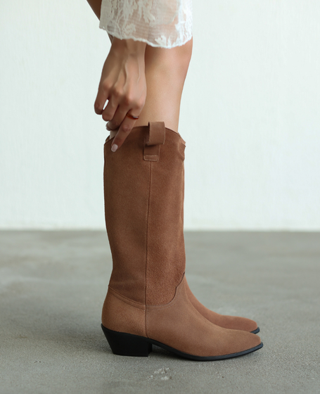 Orlandi Women's Mocca Leather Cowboy Boots