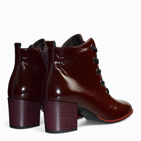 WOMEN'S BURGUNDY LEATHER ANKLE BOOTS BY BILKI