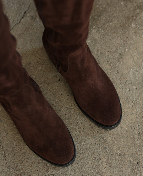 Bettina Women's Leather Chocolate-Brown Knee-High Boots