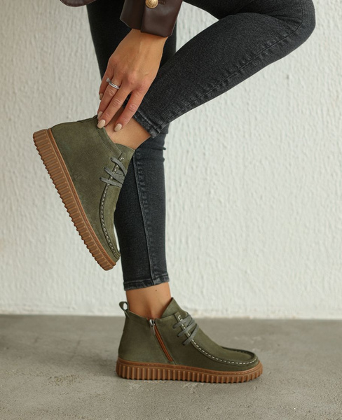 Dalorin Women's Olive-Green Leather Boots